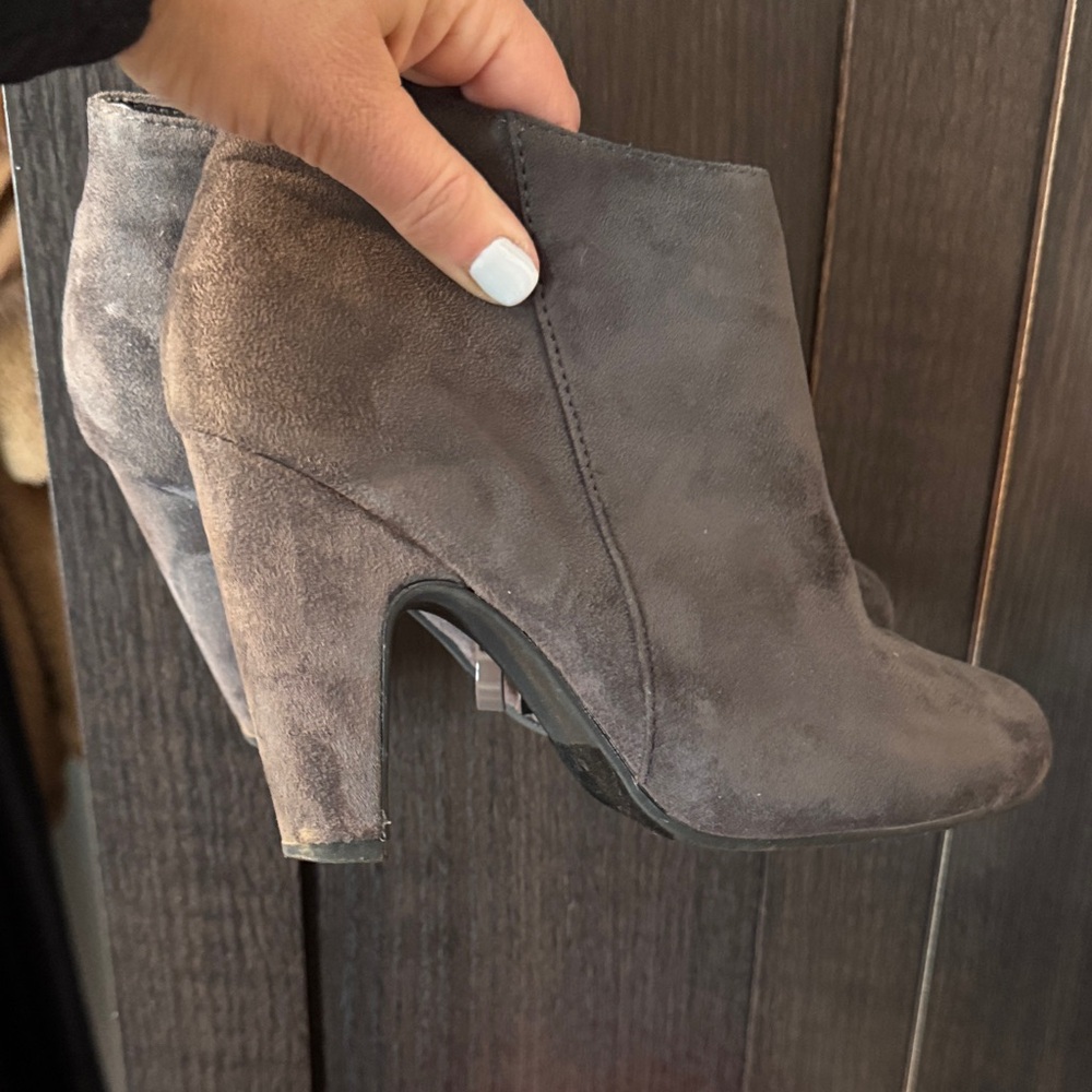 Gray Suede Ankle Boots